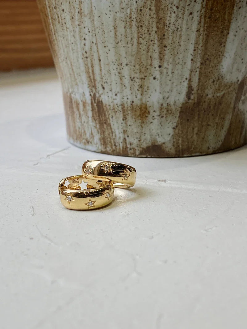 LUOWEND 18K Yellow Gold Drop Earrings