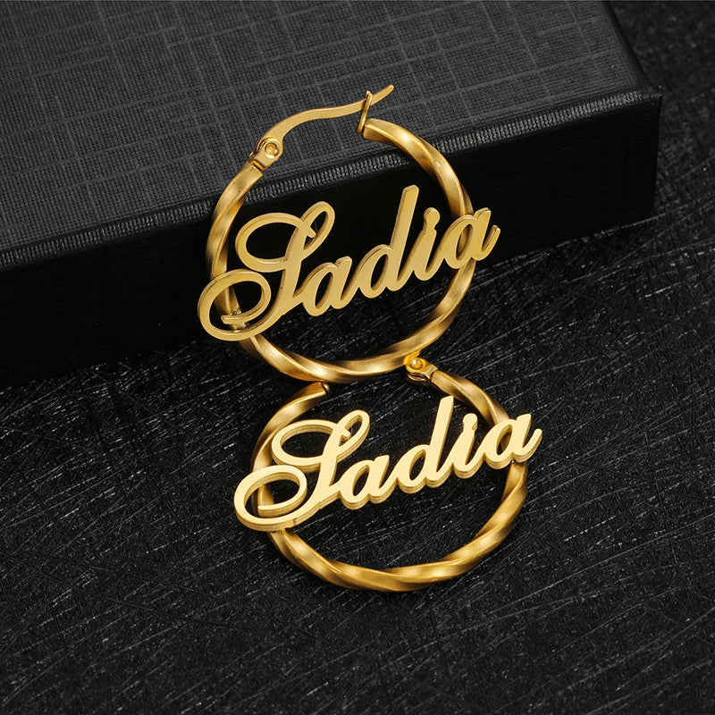 Maison Jolie Personalized Stainless Steel Drop Earrings